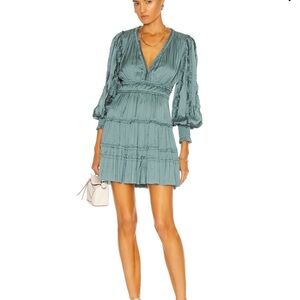 Ulla Johnson Gemma Satin Mini Dress in Atlantic Sz 8